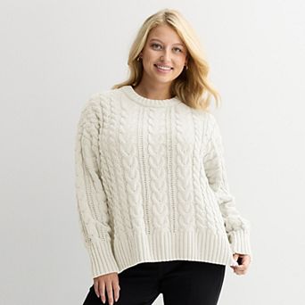 Juniors' SO® Chenille Cable Pullover Sweater