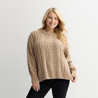 Juniors' SO® Chenille Cable Pullover Sweater
