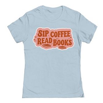 Junior's Sip Coffee Read Books Retro Graphic Tee