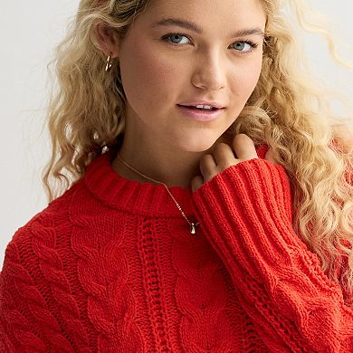 Juniors' SO® Chenille Cable Pullover