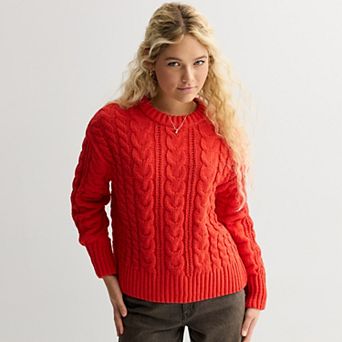 Juniors' SO® Chenille Cable Pullover Sweater