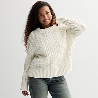 Juniors' SO® Chenille Cable Pullover Sweater