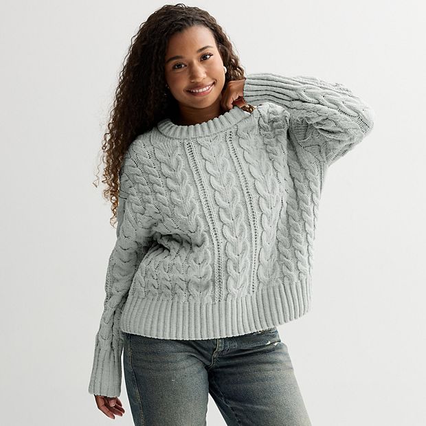 Juniors' SO® Chenille Cable Pullover Sweater