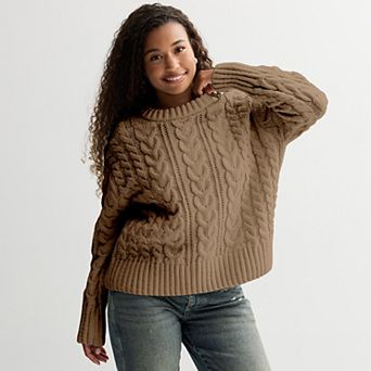 Juniors' SO® Chenille Cable Pullover Sweater