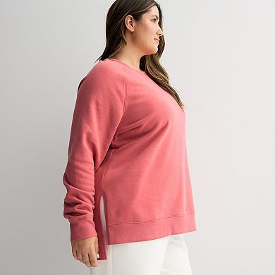 Plus Size Tek Gear® High Slit Tunic Crew Sweatshirt