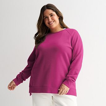 Plus Size Tek Gear® Ultrasoft Fleece High Slit Tunic Crew Sweatshirt