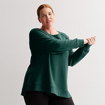 Plus Size Tek Gear® Ultrasoft Fleece High Slit Tunic Crew Sweatshirt