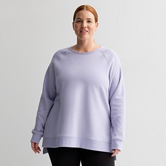 Plus Size Tek Gear® Ultrasoft Fleece High Slit Tunic Crew Sweatshirt