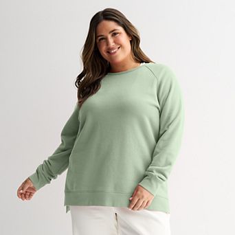 Plus Size Tek Gear® Ultrasoft Fleece High Slit Tunic Crew Sweatshirt