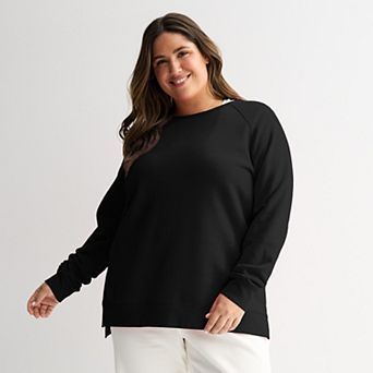Plus Size Tek Gear® Ultrasoft Fleece High Slit Tunic Crew Sweatshirt