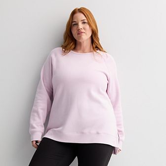 Plus Size Tek Gear® Ultrasoft Fleece High Slit Tunic Crew Sweatshirt