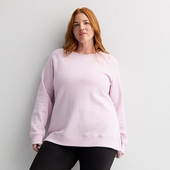 Plus Size Tek Gear® Ultrasoft Fleece High Slit Tunic Crew Sweatshirt