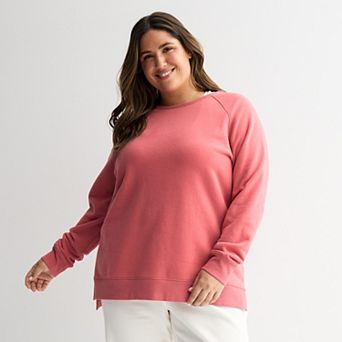 Plus Size Tek Gear® Ultrasoft Fleece High Slit Tunic Crew Sweatshirt