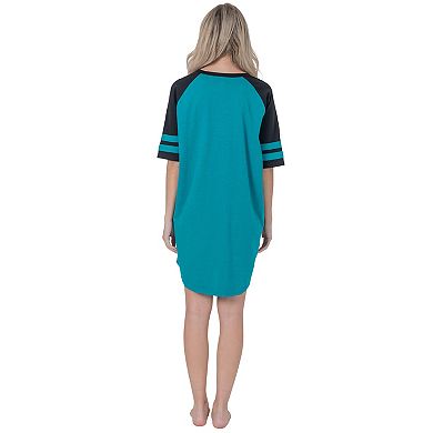 Womens Short Sleeve Two Tone Nightgown with 3 Stripe Accent Sleeves Design with Pocket Sleepshirt