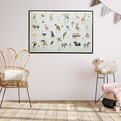 Gallery Kids Jungle Animals Alphabet Floating Framed Canvas Wall Art