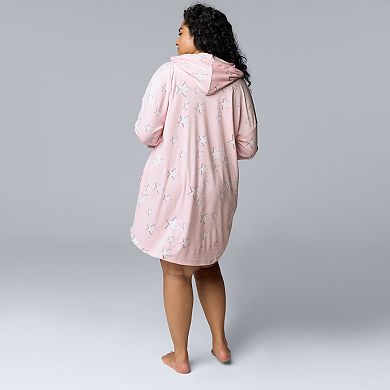 Plus Size Simply Vera Vera Wang Long Sleeve Hooded Sleepshirt