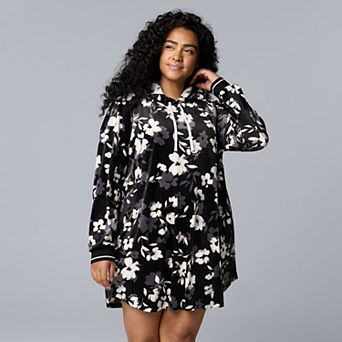 Plus Size Simply Vera Vera Wang Long Sleeve Hooded Sleepshirt