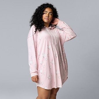 Plus Size Simply Vera Vera Wang Long Sleeve Hooded Sleepshirt