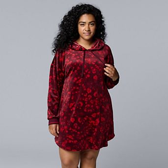 Plus Size Simply Vera Vera Wang Long Sleeve Hooded Sleepshirt
