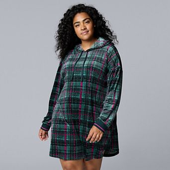 Plus Size Simply Vera Vera Wang Long Sleeve Hooded Sleepshirt