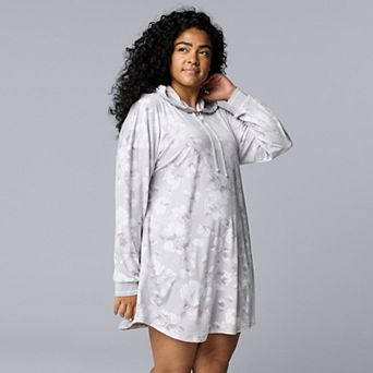 Plus Size Simply Vera Vera Wang Long Sleeve Hooded Sleepshirt