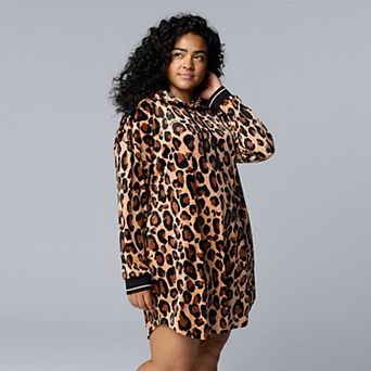 Plus Size Simply Vera Vera Wang Long Sleeve Hooded Sleepshirt