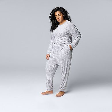 Plus Size Simply Vera Vera Wang Long Sleeve Pajama Top & Pajama Jogger Set