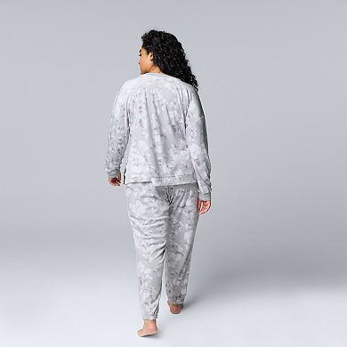 Plus Size Simply Vera Vera Wang Long Sleeve Pajama Top & Pajama Jogger Set