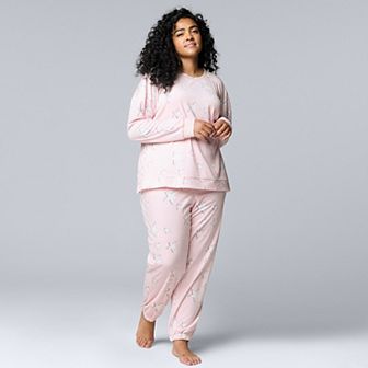Plus Size Simply Vera Vera Wang Long Sleeve Pajama Top & Pajama Jogger Set