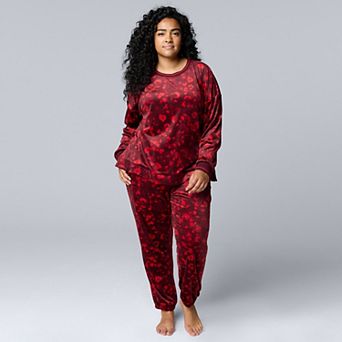 Plus Size Simply Vera Vera Wang Long Sleeve Pajama Top & Pajama Jogger Set