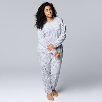 Plus Size Simply Vera Vera Wang Long Sleeve Pajama Top & Pajama Jogger Set