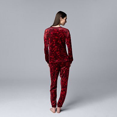 Women's Simply Vera Vera Wang Long Sleeve Pajama Top & Pajama Jogger Set