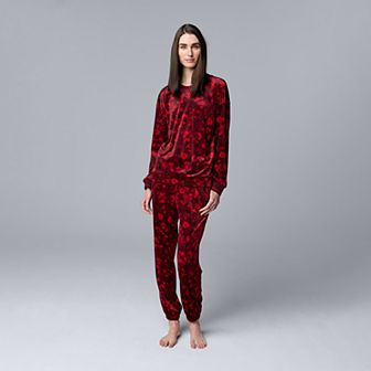 Women's Tall Simply Vera Vera Wang Long Sleeve Pajama Top & Pajama Jogger Set