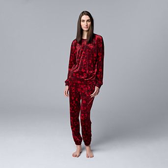 Women's Tall Simply Vera Vera Wang Long Sleeve Pajama Top & Pajama Jogger Set