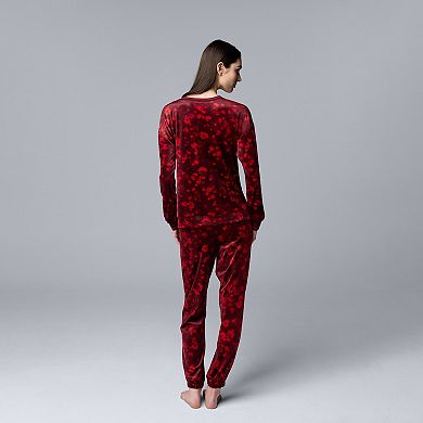 Petite Simply Vera Vera Wang Long Sleeve Pajama Top and Pajama Bottoms Set