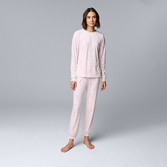 Petite Simply Vera Vera Wang Long Sleeve Pajama Top and Pajama Bottoms Set