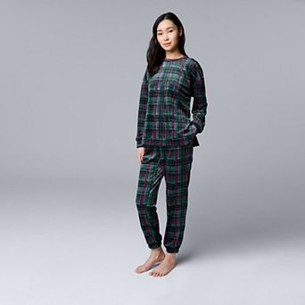 Petite Simply Vera Vera Wang Long Sleeve Pajama Top and Pajama Bottoms Set