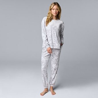 Petite Simply Vera Vera Wang Long Sleeve Pajama Top and Pajama Bottoms Set