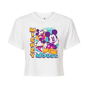 Disney's Mickey Mouse Juniors' Vintage Bootleg Cropped Tee