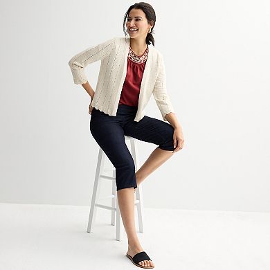 Women's Croft & Barrow® Round Neck Embroidered Top