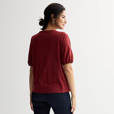 Women's Croft & Barrow® Round Neck Embroidered Top