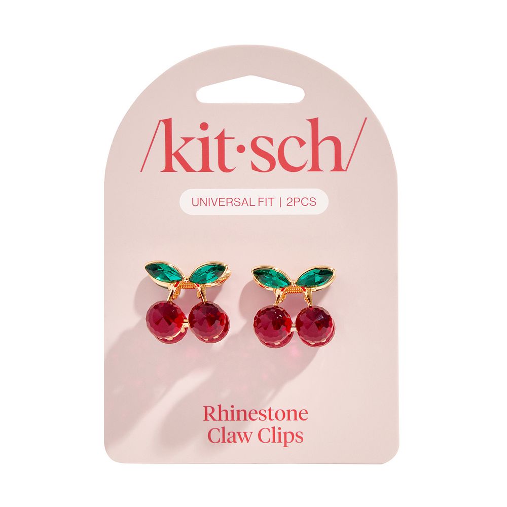 Kitsch Mini Rhinestone Cherry Claw Clips 2-Piece Set