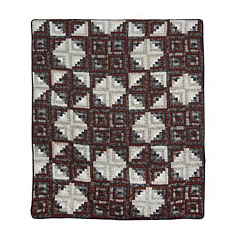 Donna Sharp Log Cabin Star Pieced Quilted Throw Blanket