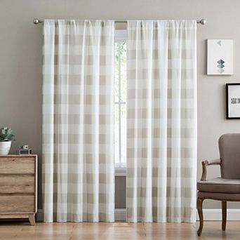 Truly Soft Everyday Buffalo Plaid Set of 2 Light Filtering Window Curtain Panels