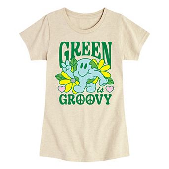 Girls 7-16 Green is Groovy Earth Day Graphic Tee