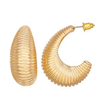 Emberly Gold Tone Textured Chubby C-Hoop Earrings