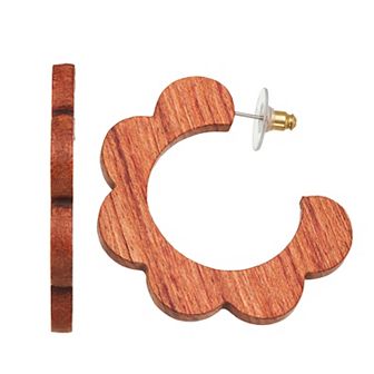 Emberly Lace Wood C-Hoop Earrings