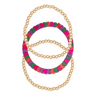 Emberly 3 pc Chevron Beaded Bracelet Set
