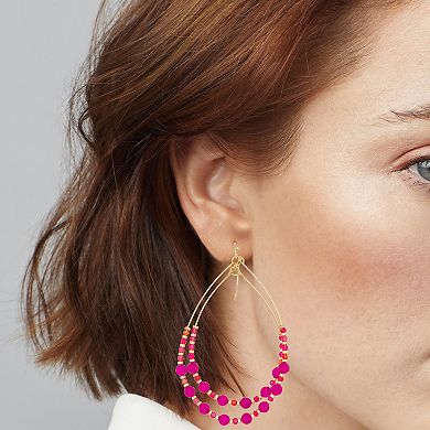 Emberly Gold Tone Beaded Double Teardrop Earrings