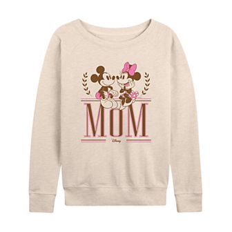 Disney's Mickey & Minnie Mouse Women's Mom Collegiate French Terry Long Sleeve Tee